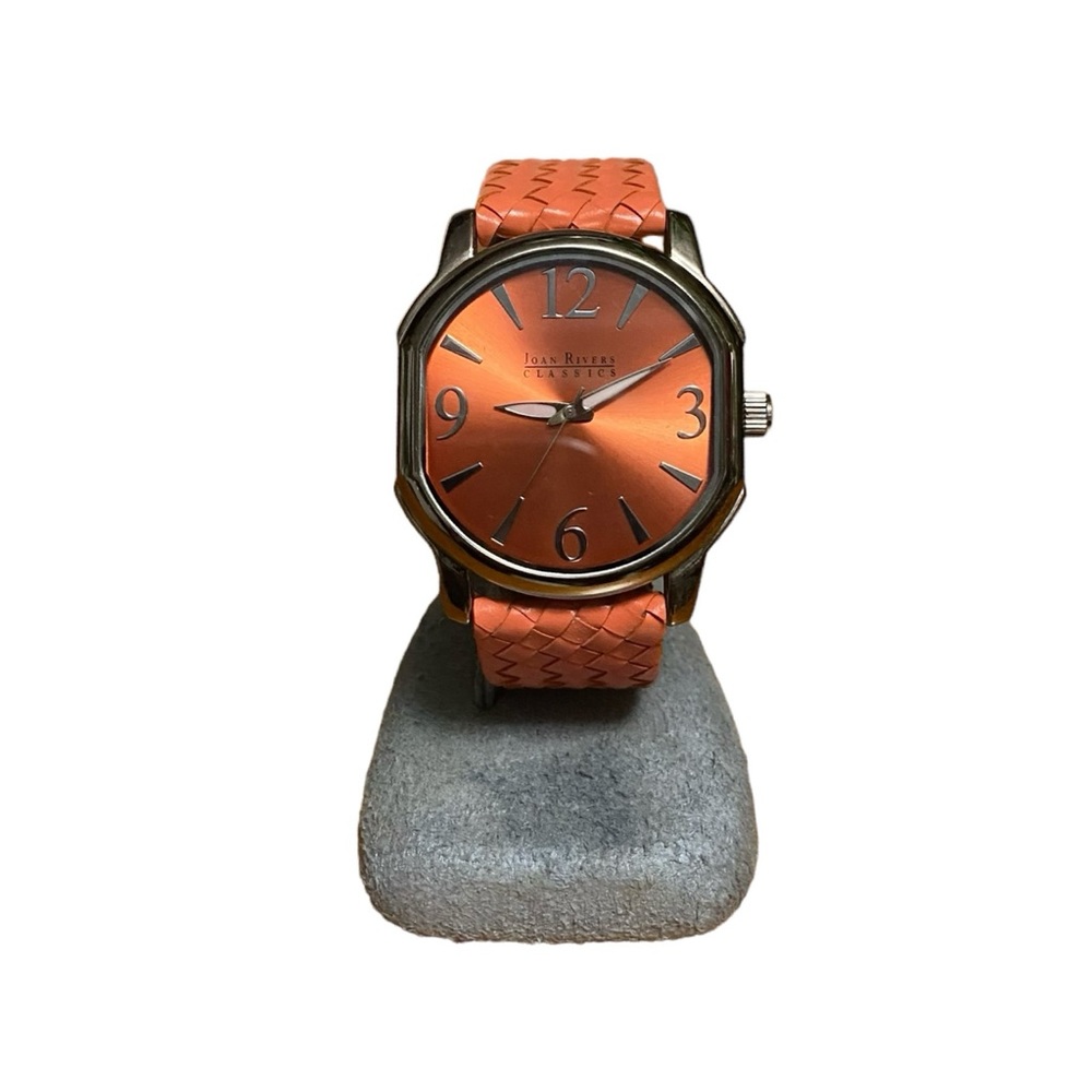 Vintage Joan Rivers Watch Basket Weave Leather Strap Watch